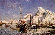 Gunnar Berg From Svolvar Harbor Sweden oil painting artist